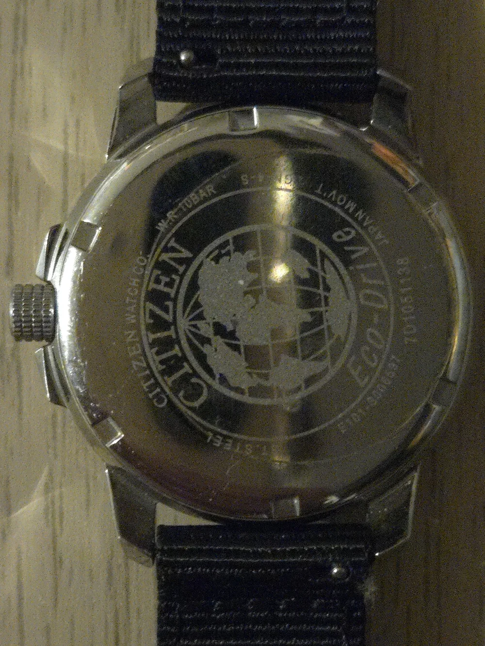 Citizen Eco-Drive Black Dial Nylon Strap Watch